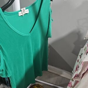 Green Cold-Shoulder & TEE SET Women's Top BUY 1 GET 1